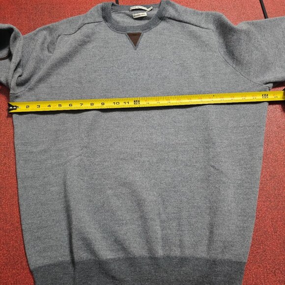 Peter Millar Blue Crewneck Sweater XL Elbow Patches Italian Merino Wool Preppy - Picture 7 of 8